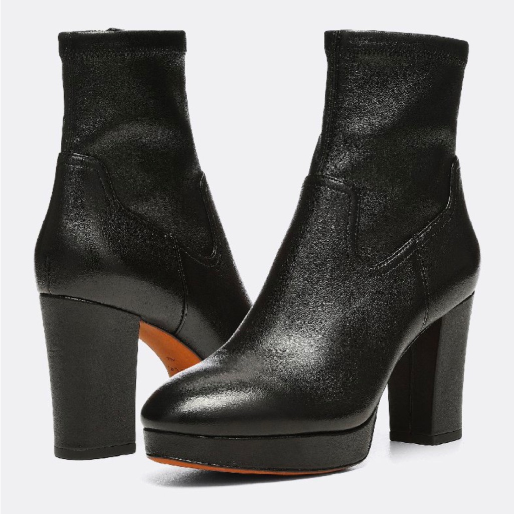 Nwot Joie Black Leather Lewis Platform Bootie, Size 8